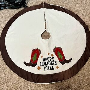 Cowboy western Christmas tree skirt